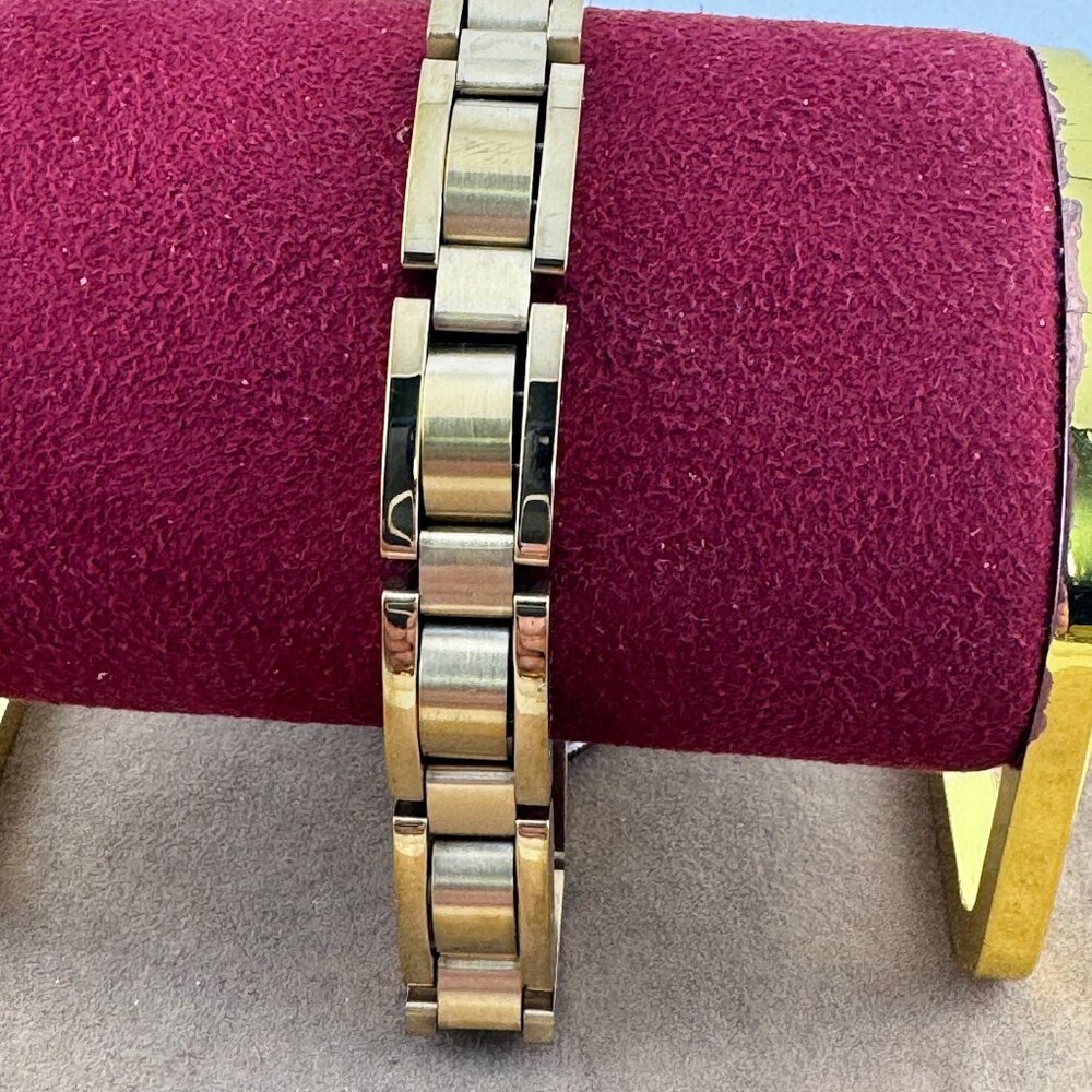 Vintage Stainless Steel Mans Heavy Bracelet 18K Gold Plated